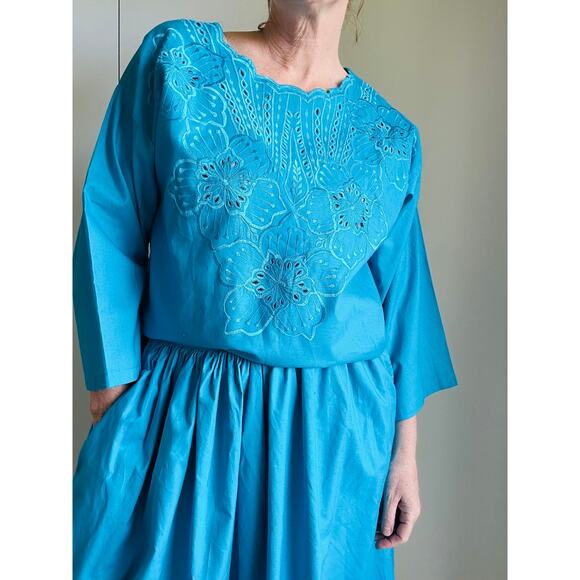 Vintage 90s Womens Cotton Skirt + Top Set Ethnic boho Vacation Size M/L Fit - Picture 8 of 10